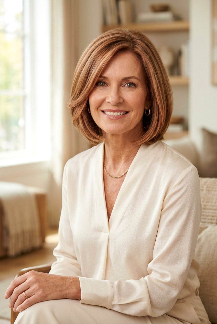 Soft Copper Highlights On Mature Hair - 20 soft copper highlights - 20 soft copper highlights