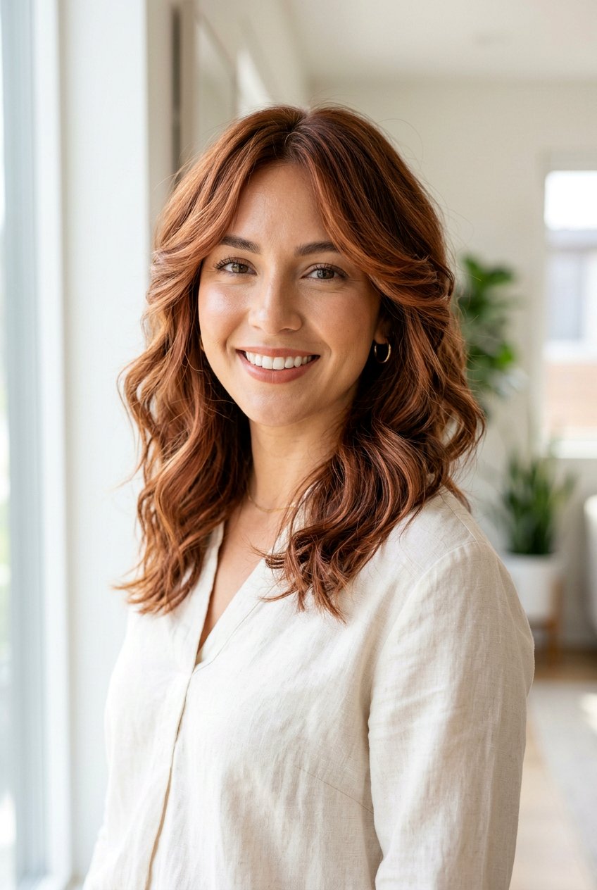 Soft Copper Highlights With Face Framing - 20 soft copper highlights - 20 soft copper highlights