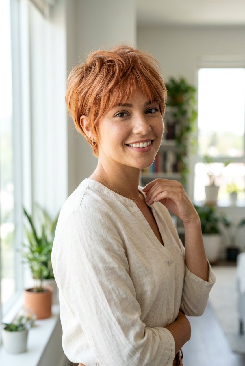 Soft Copper Pixie Cut - 20 hair color ideas for pixie cuts - 20 hair color ideas for pixie cuts
