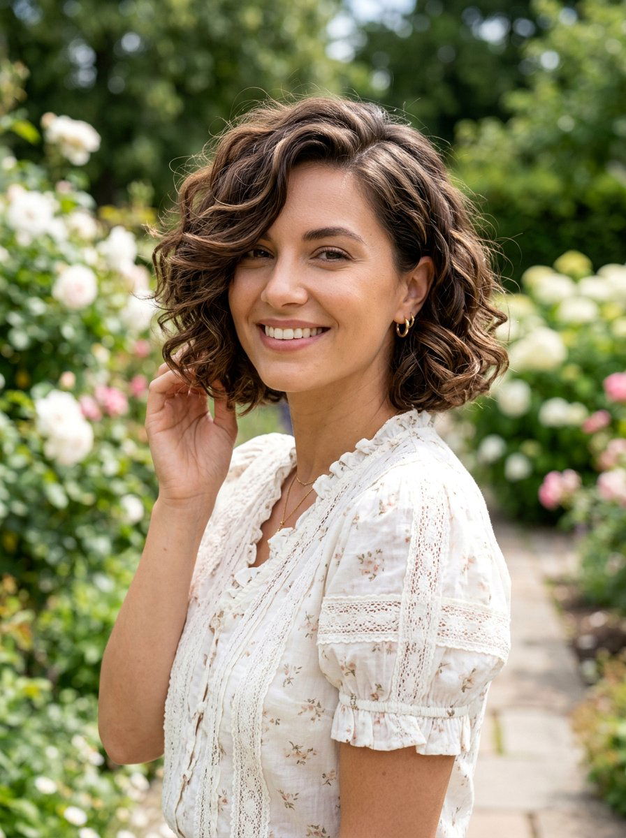 Soft Curl Bob With Side Part - 20 hairstyle to add softness to angular face - 20 hairstyle to add softness to angular face