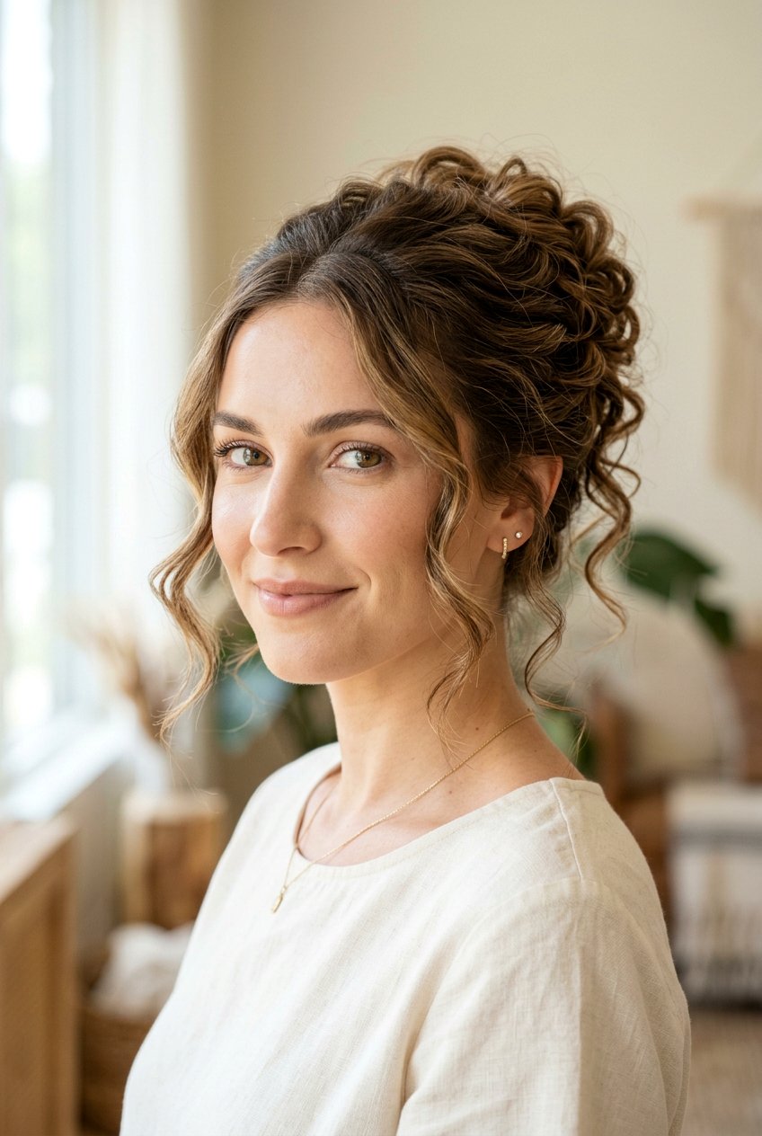 Soft Curls Updo With Face Framing Tendrils - 20 soft curls updo hairstyle - 20 soft curls updo hairstyle