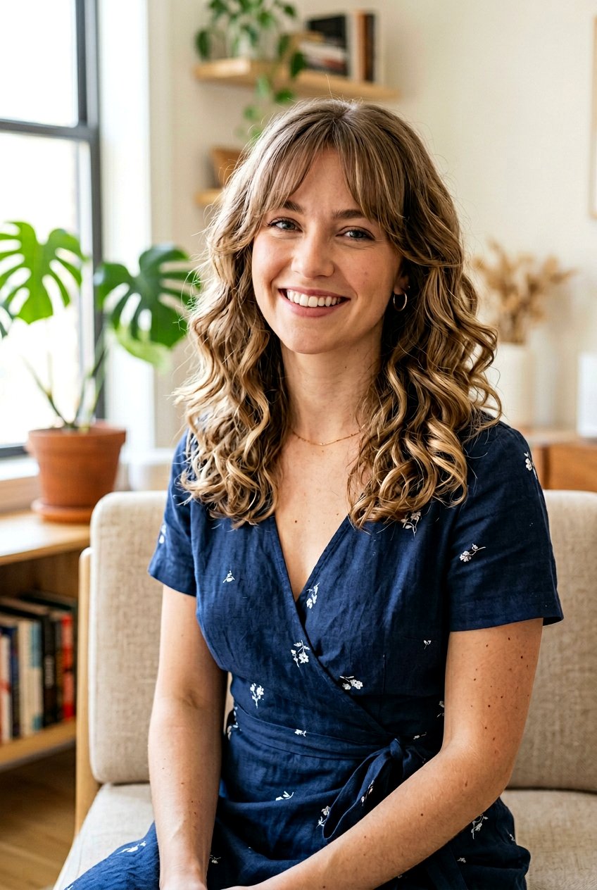 Soft Curls With Curtain Bangs - 20 soft curls for wedding guest hair - 20 soft curls for wedding guest hair