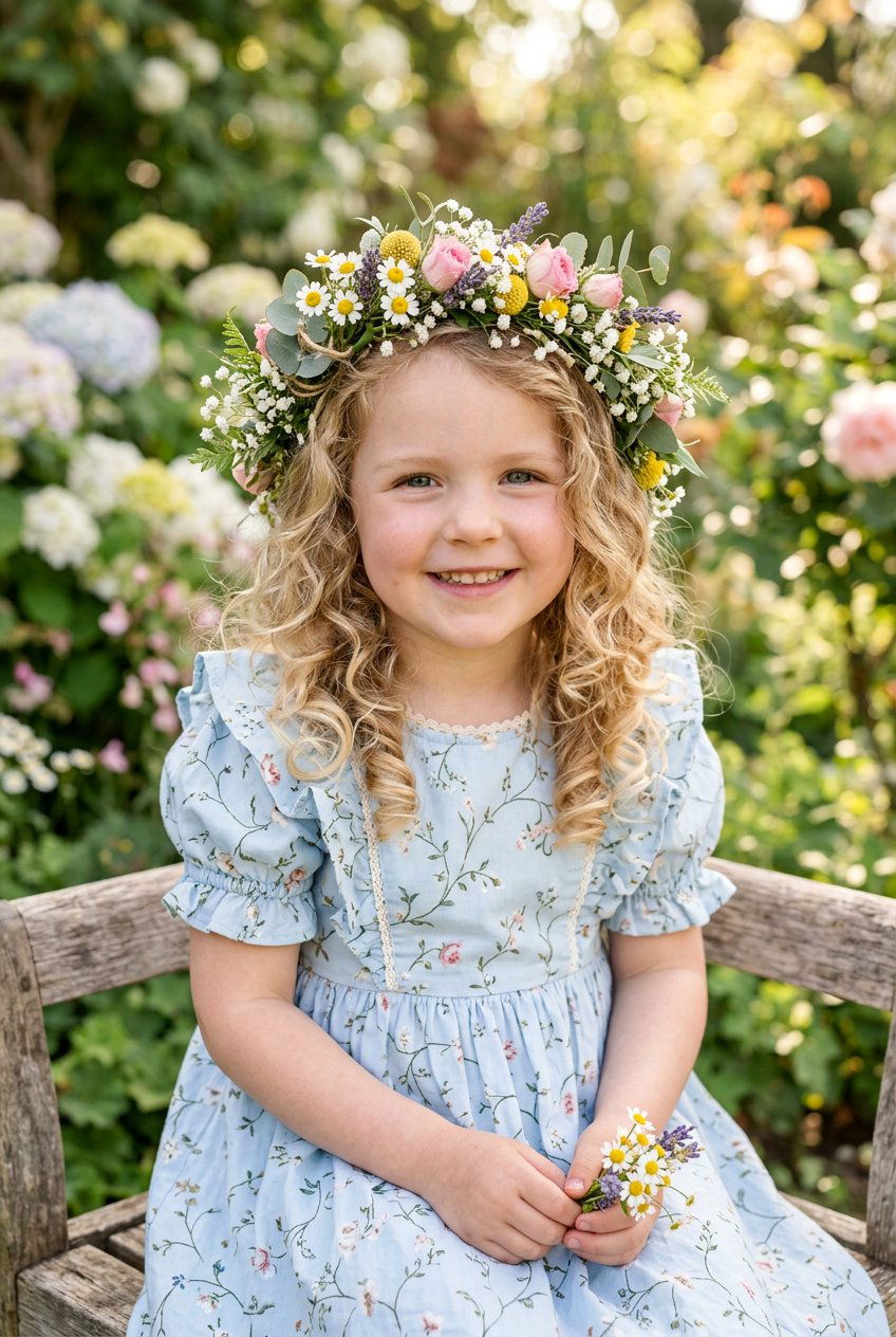 Soft Curls With Flower Crown - 20 little girls soft curls hairstyle - 20 little girls soft curls hairstyle