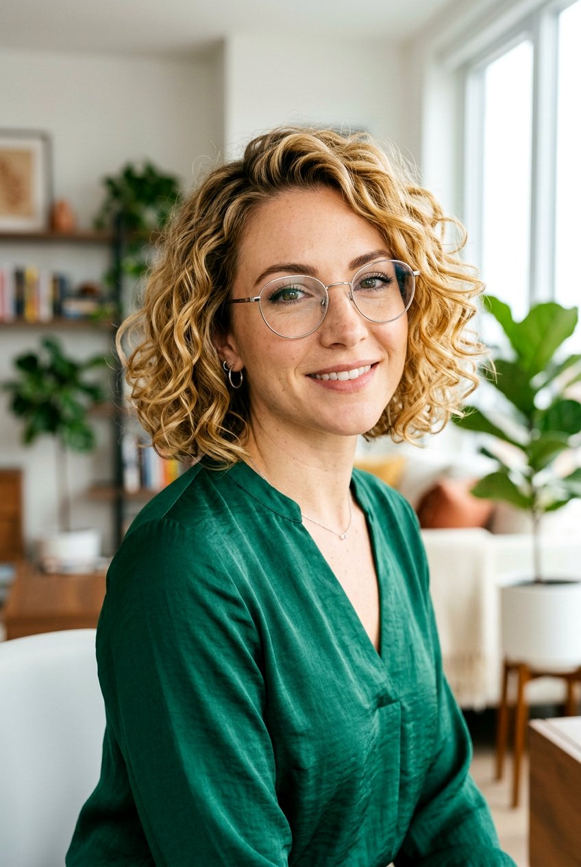 Soft Curly Bob - 20 hairstyles for women with glasses over 50 - 20 hairstyles for women with glasses over 50