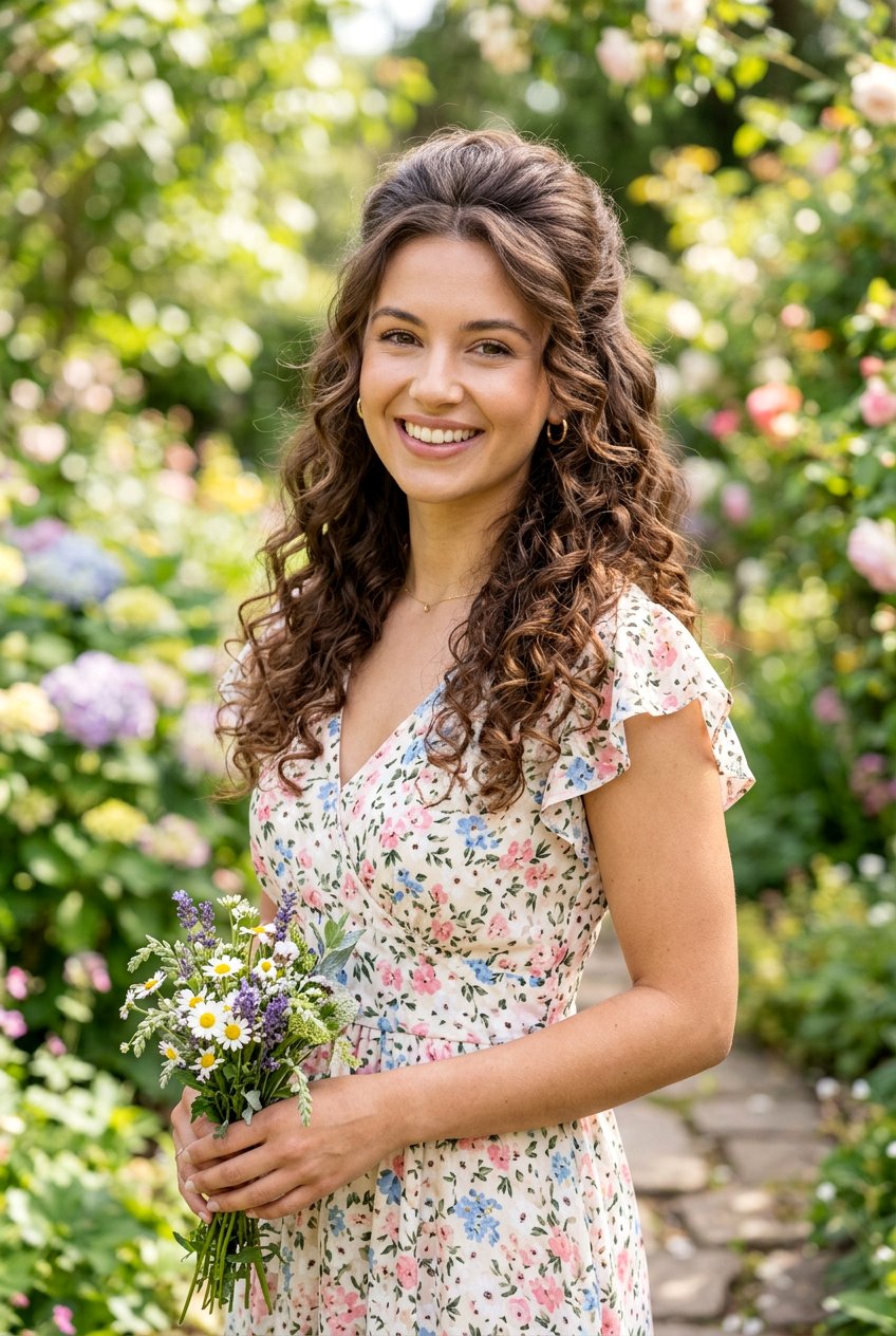 Soft Curly Half Up Half Down - 20 mature women wedding guest hairstyle ideas - 20 mature women wedding guest hairstyle ideas