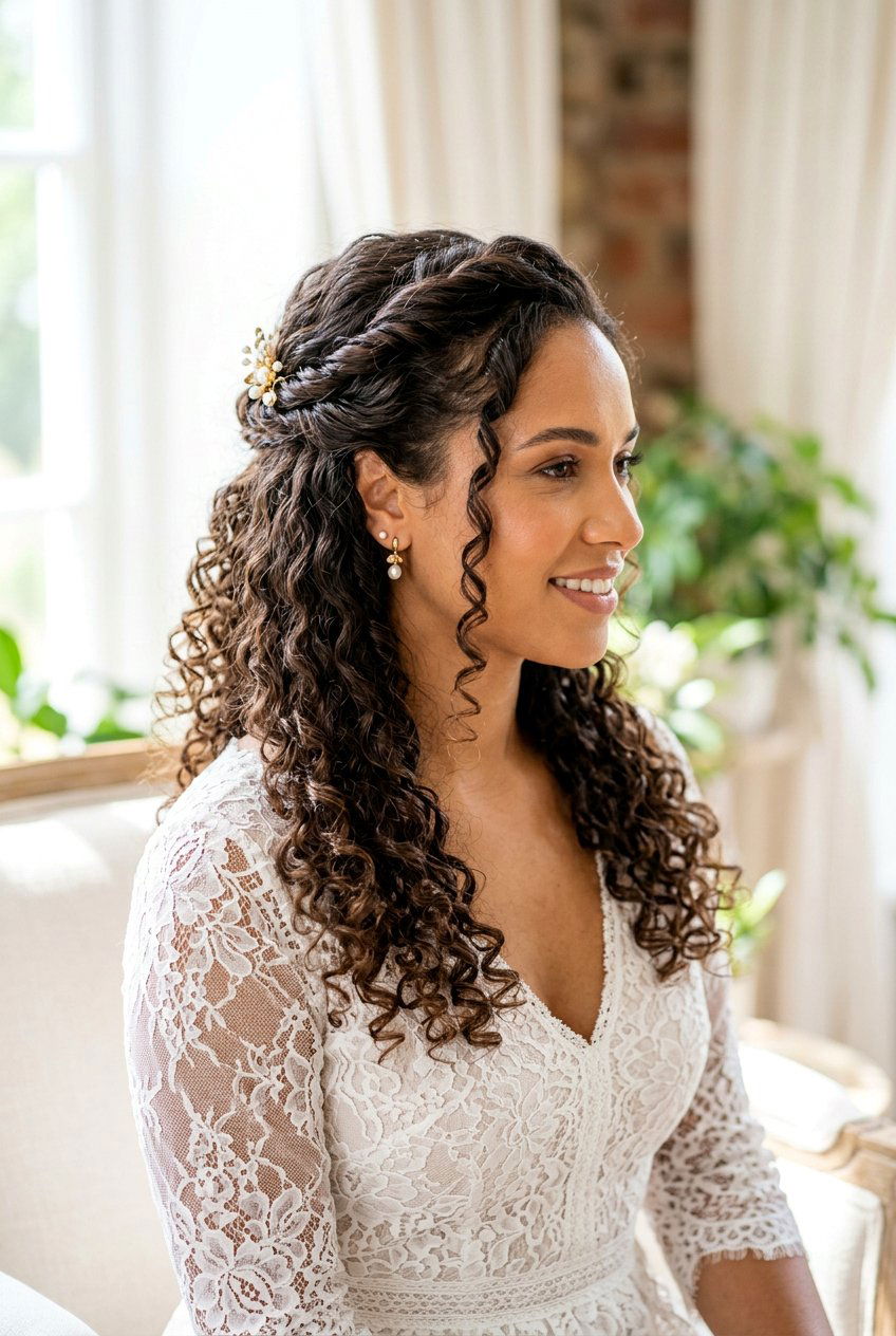 Soft Curly Half Up Twist - 20 soft curls for wedding guest hair - 20 soft curls for wedding guest hair