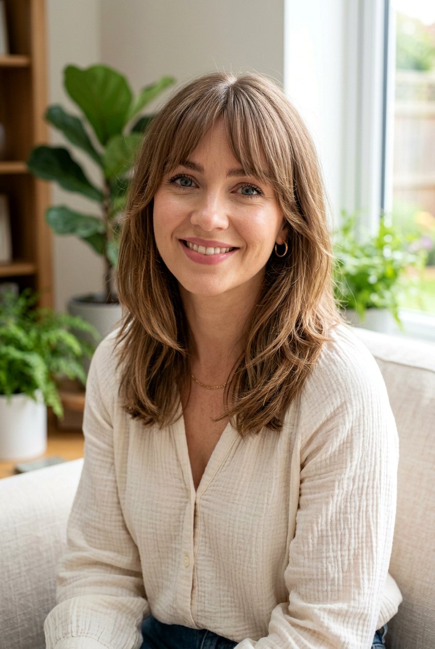 Soft Curtain Bangs - 20 hairstyle for postpartum baby hairs - 20 hairstyle for postpartum baby hairs