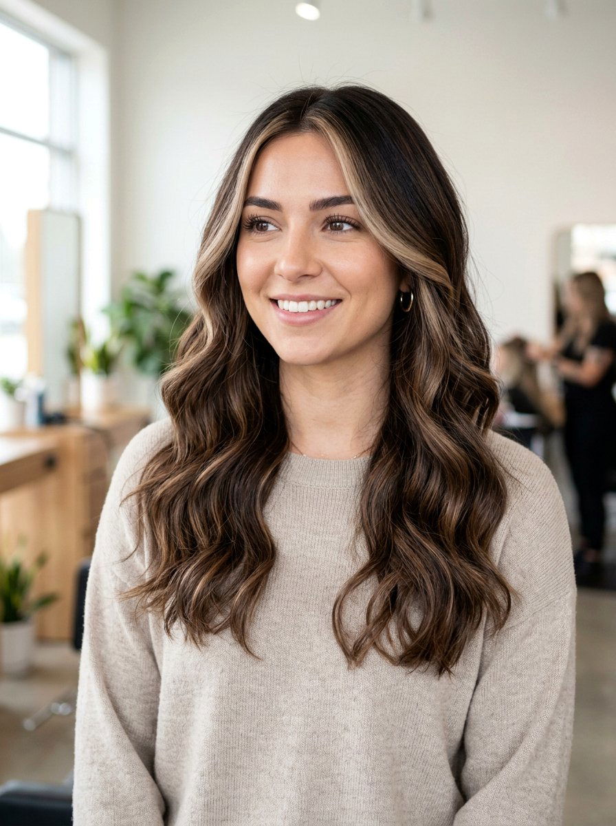 Soft Espresso Balayage On Brunette Hair With Money Piece - 20 soft espresso balayage for brunettes - 20 soft espresso balayage for brunettes