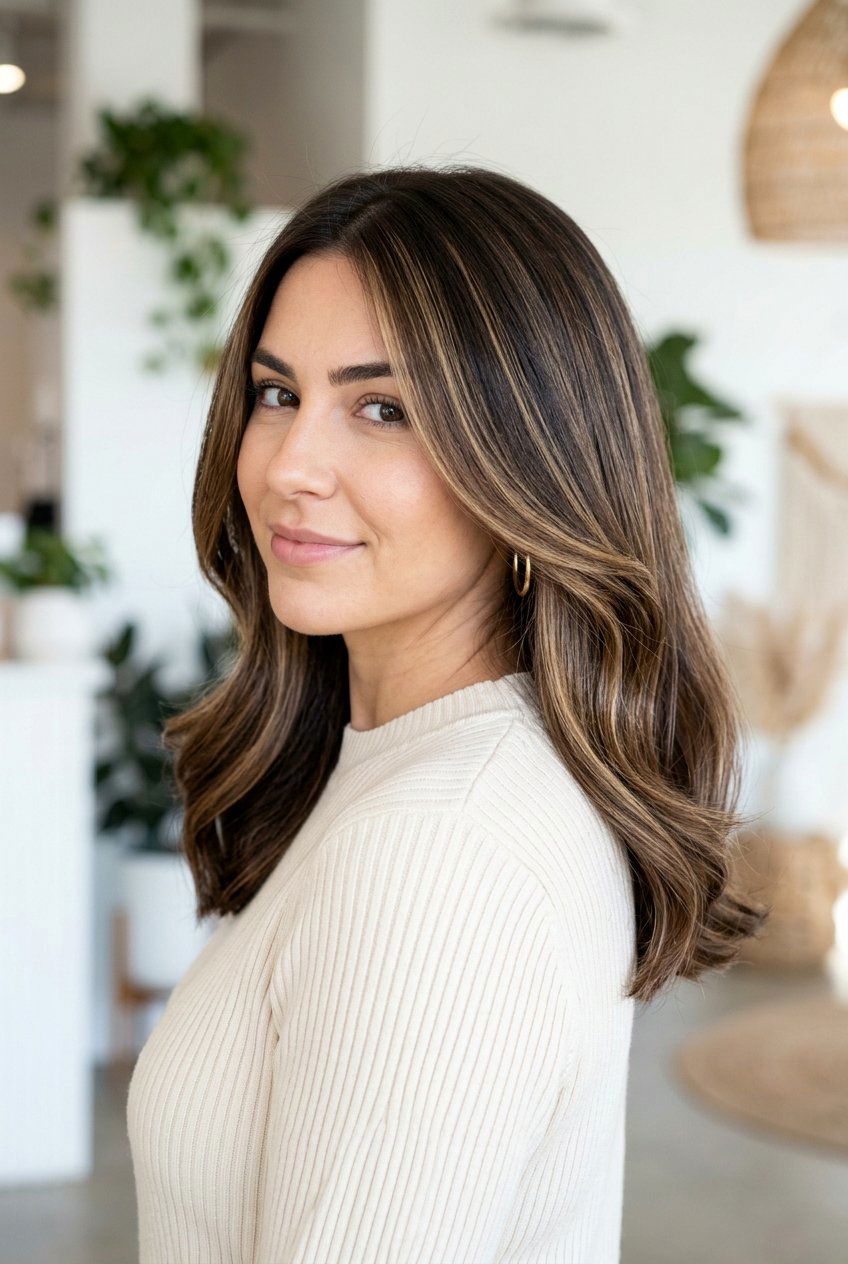 Soft Espresso Brown With Blonde Highlights - 20 soft blonde highlights on brown hair - 20 soft blonde highlights on brown hair