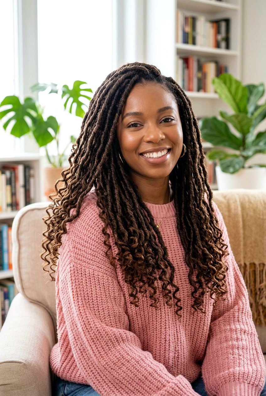 Soft Faux Locs With Curly Ends - 20 faux locs with curly ends - 20 faux locs with curly ends