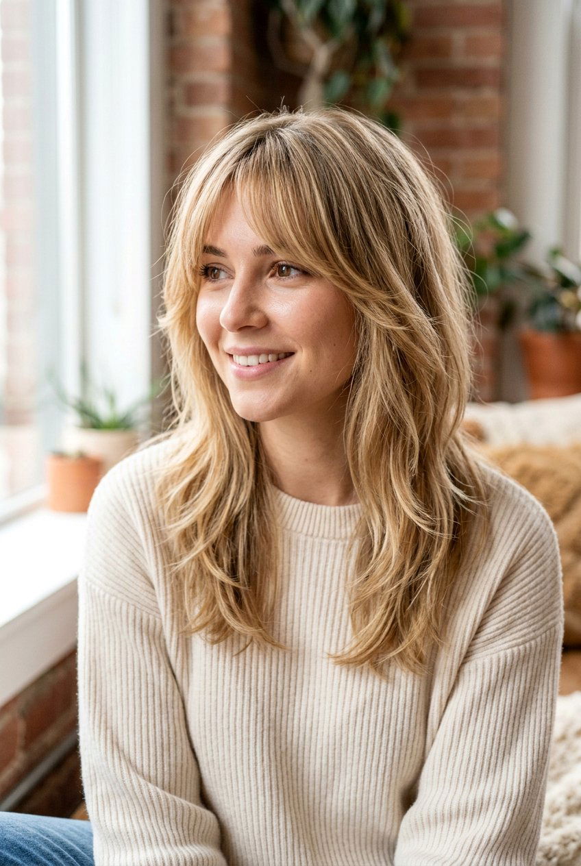 Soft Feather Layers Haircut With Long Bangs - 20 soft feather layers haircut - 20 soft feather layers haircut