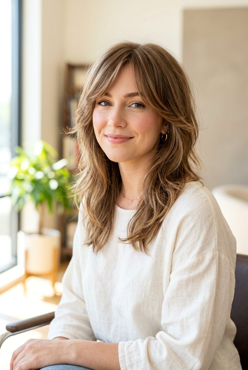 Soft Feather Layers Haircut With Side Bangs - 20 soft feather layers haircut - 20 soft feather layers haircut