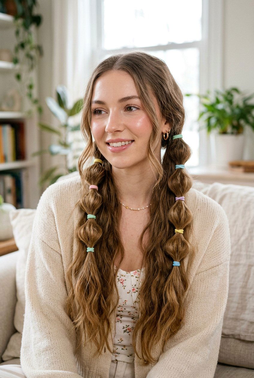 Soft Girl Bubble Braids On Long Hair - 20 soft girl hairstyles - 20 soft girl hairstyles