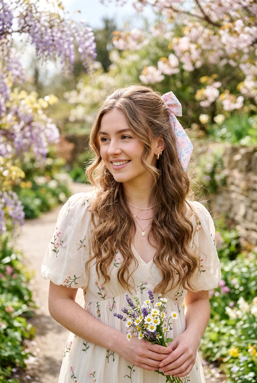 Soft Girl Half Up Hair With Ribbon - 20 soft girl hairstyles - 20 soft girl hairstyles