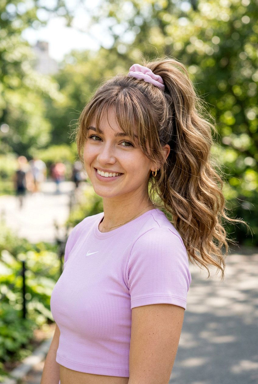 Soft Girl High Ponytail With Wispy Bangs - 20 soft girl hairstyles - 20 soft girl hairstyles