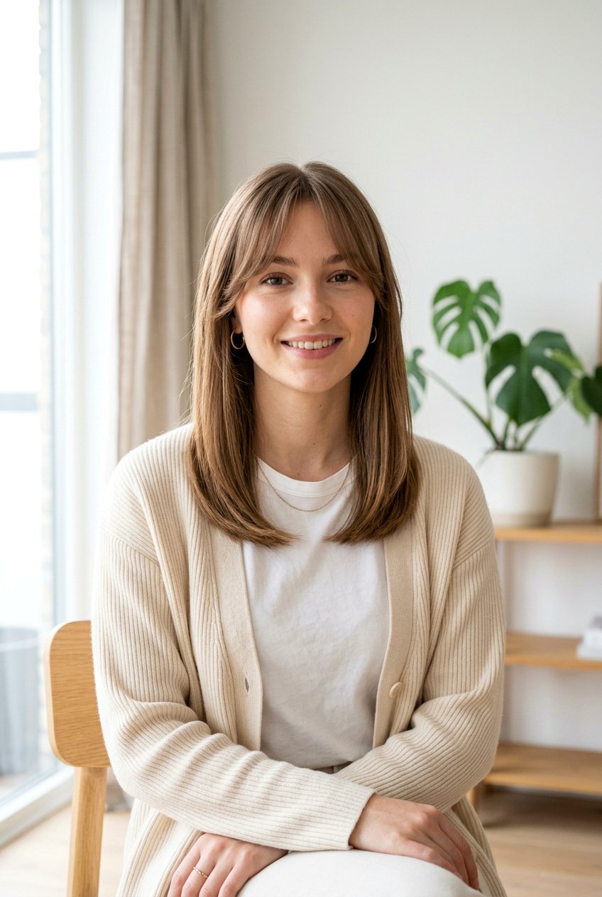 Soft Girl Straight Hair With Soft Curtain Bangs - 20 soft girl hairstyles - 20 soft girl hairstyles