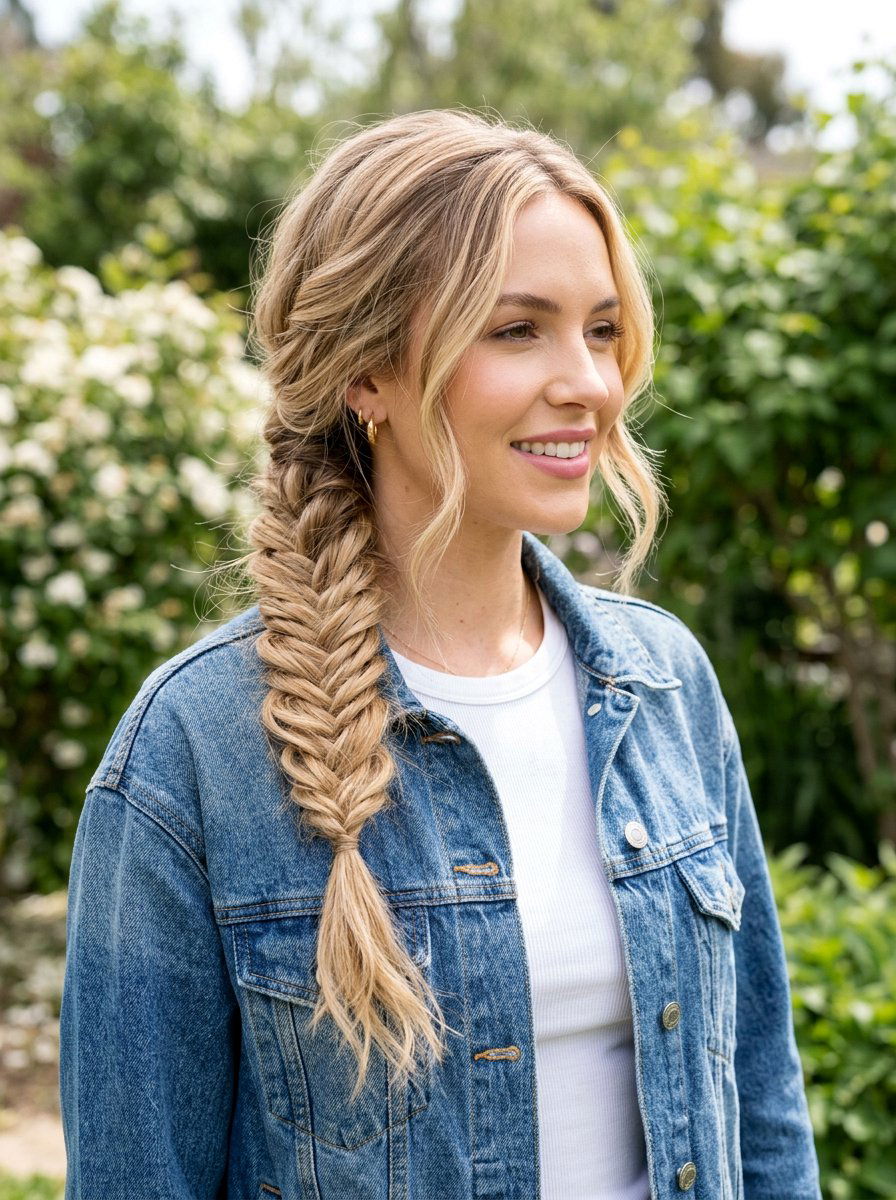 Soft Glam Fishtail Braid - 20 soft glam hairstyle for long straight hair - 20 soft glam hairstyle for long straight hair