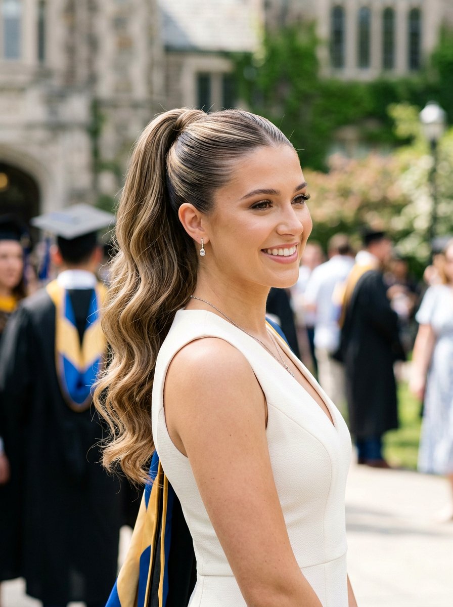 Soft Glam High Ponytail - 20 soft glam hairstyle for graduation - 20 soft glam hairstyle for graduation