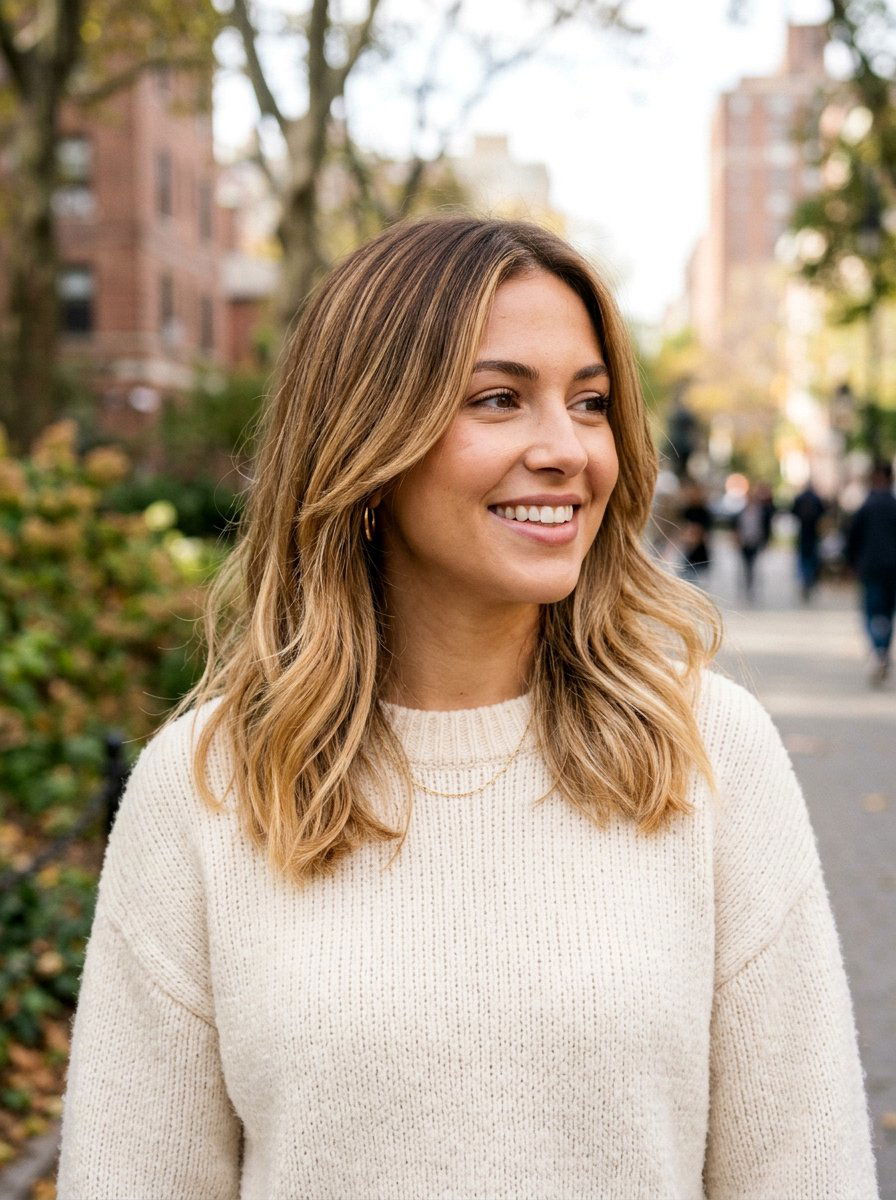 Soft Gold Blonde Balayage on Shoulder Length Lob - 20 soft gold blonde balayage - 20 soft gold blonde balayage