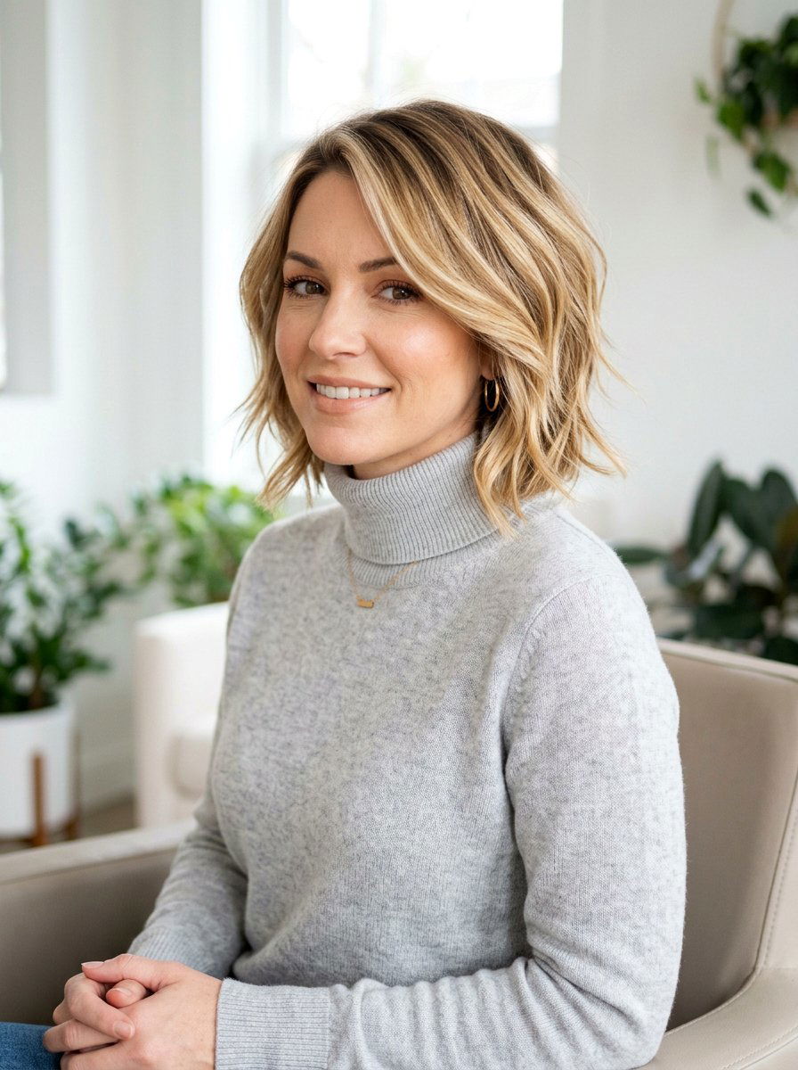 Soft Gold Blonde Balayage onLayered Bob - 20 soft gold blonde balayage - 20 soft gold blonde balayage