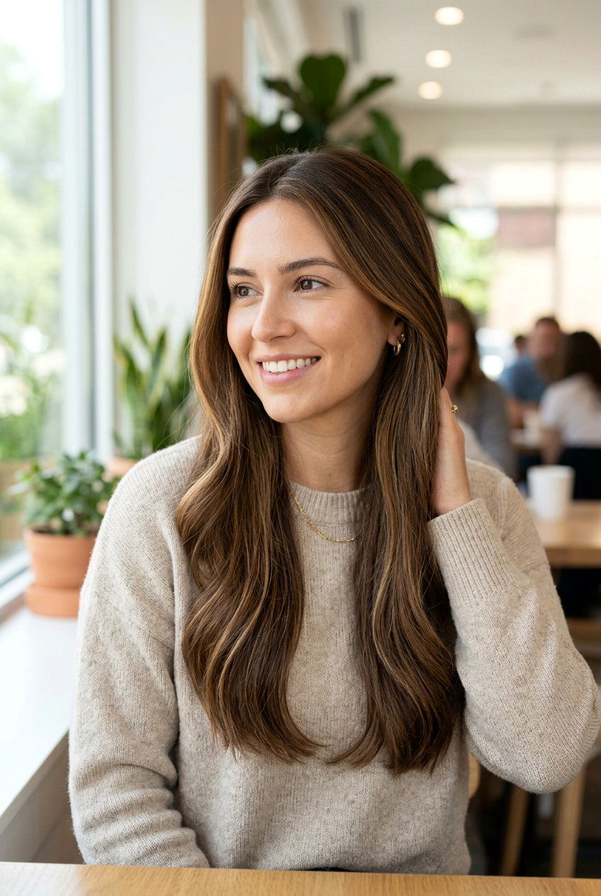 Soft Golden Babylights On Brunette Hair - 20 golden highlights on brunette hair - 20 golden highlights on brunette hair