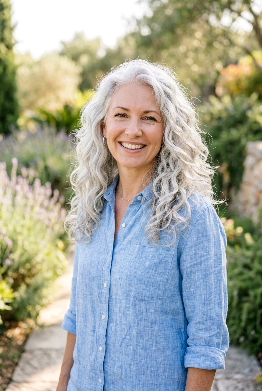 Soft Gray Curly Waves - 20 natural gray curly hairstyles - 20 natural gray curly hairstyles