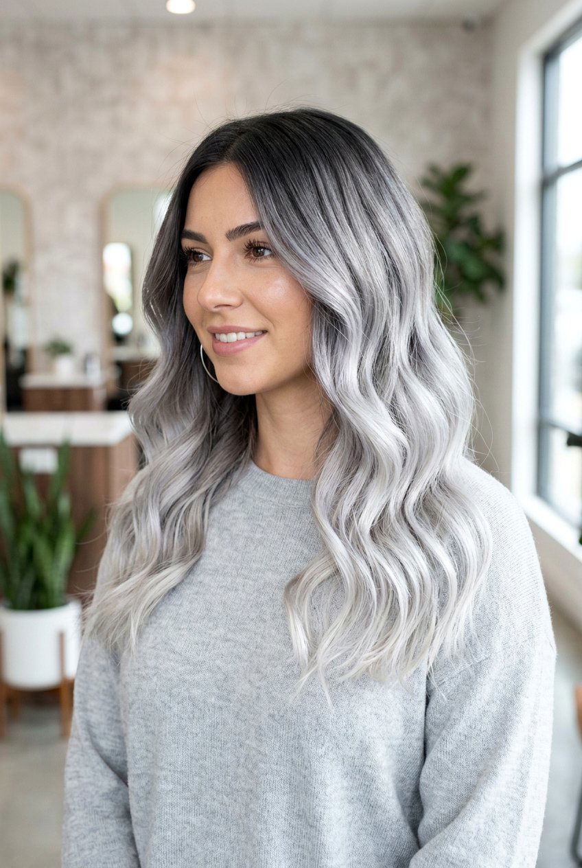 Soft Gray Ombre Hair - 20 gray blending hair color - 20 gray blending hair color