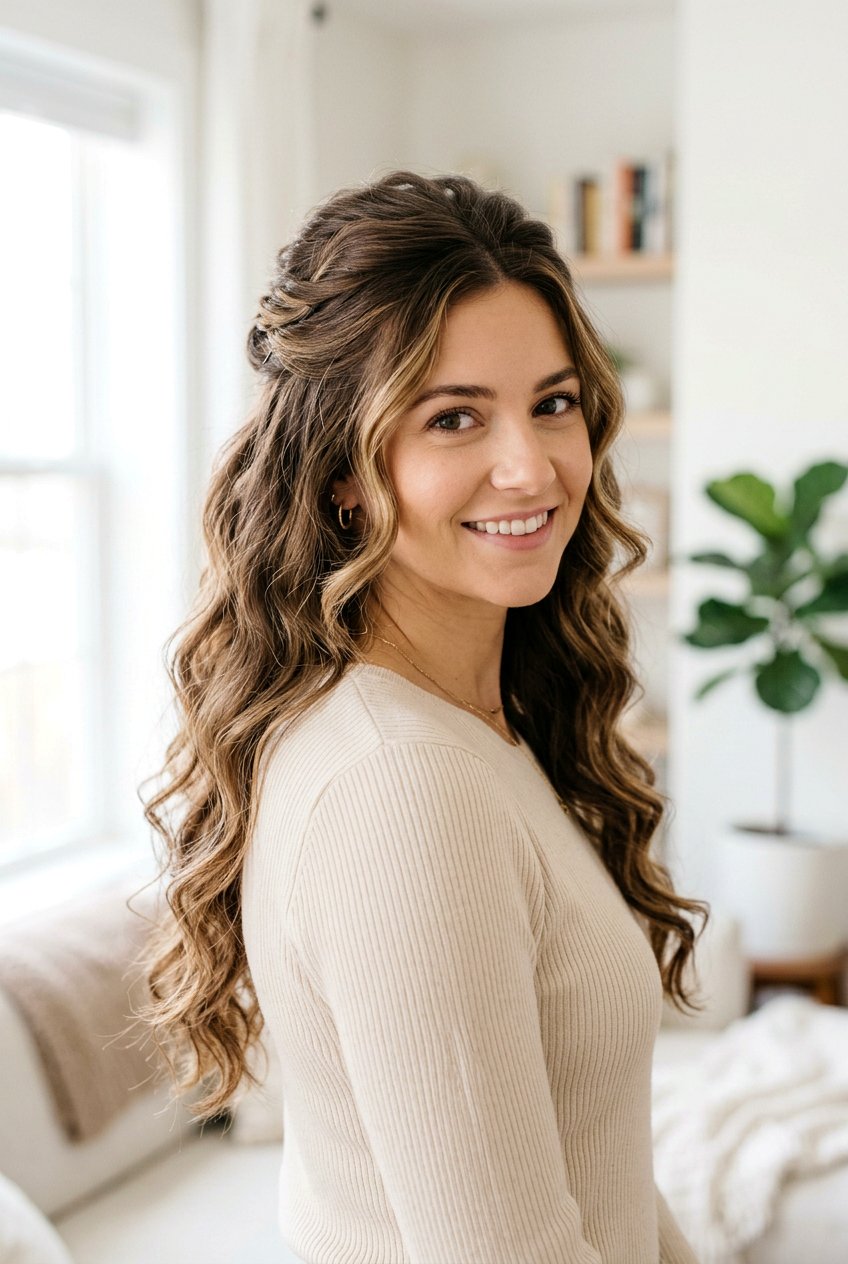 Soft Half Up Half Down Hairstyle - 20 family portrait hairstyles for women - 20 family portrait hairstyles for women