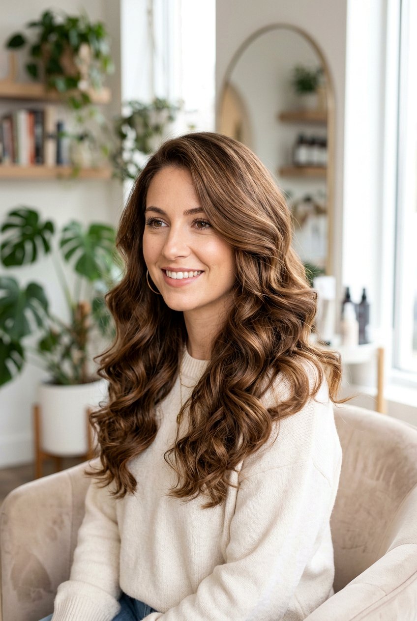 Soft Hazelnut Brown Waves - 20 hazelnut brown hair color - 20 hazelnut brown hair color