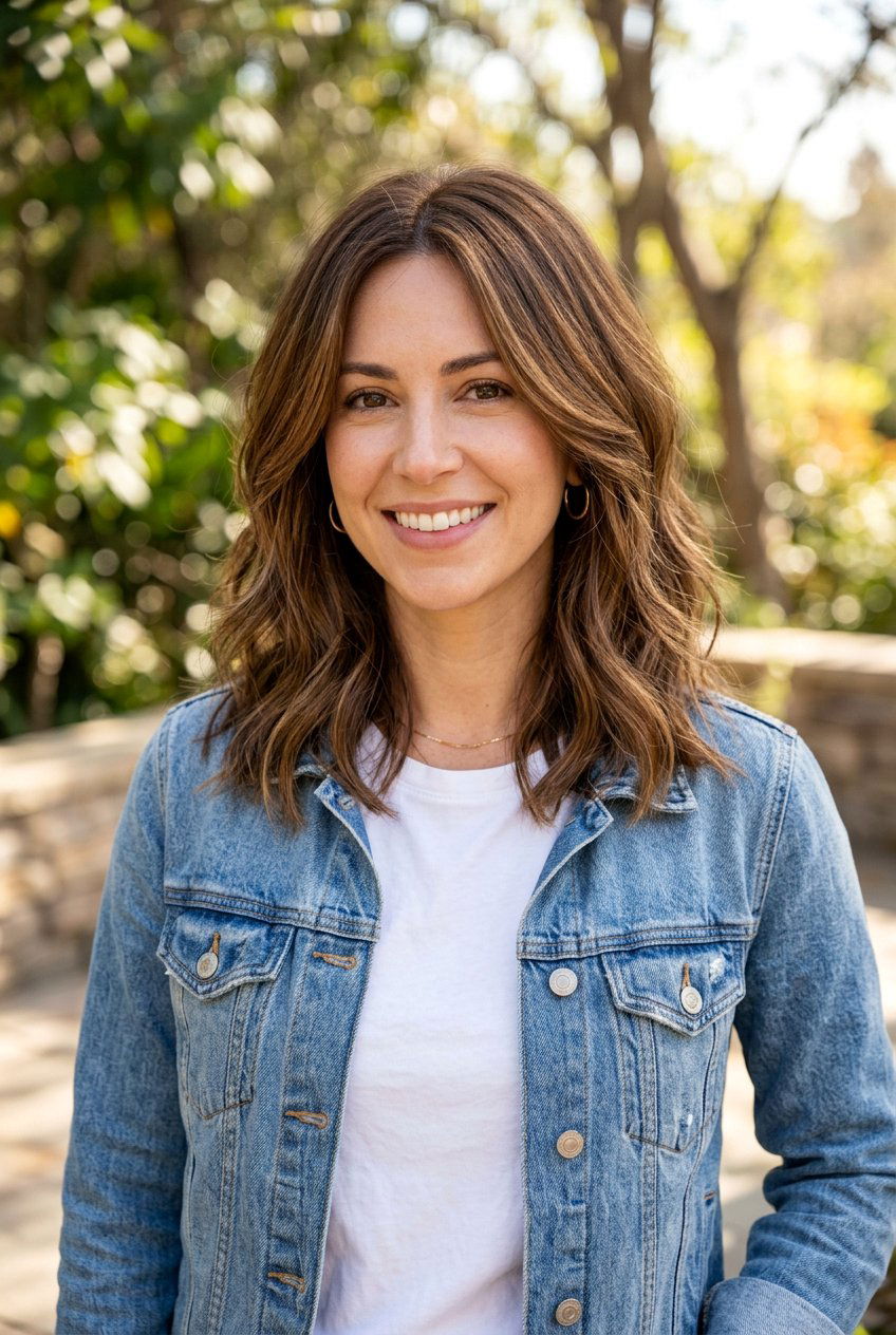 Soft Layered Brown Hair With Highlights - 20 blended highlights on brown hair - 20 blended highlights on brown hair