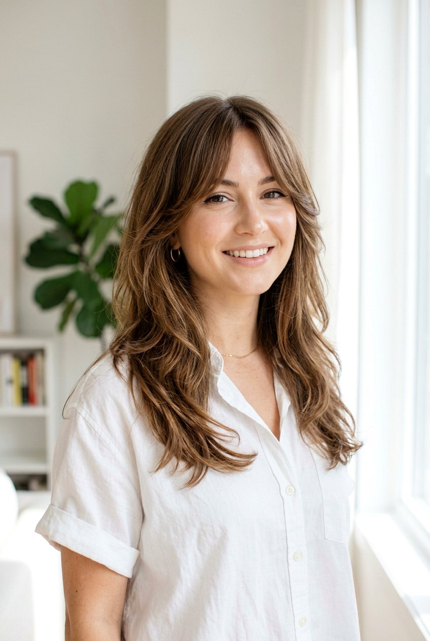 Soft Layered Haircut With Curtain Bangs - 20 soft layers haircut - 20 soft layers haircut