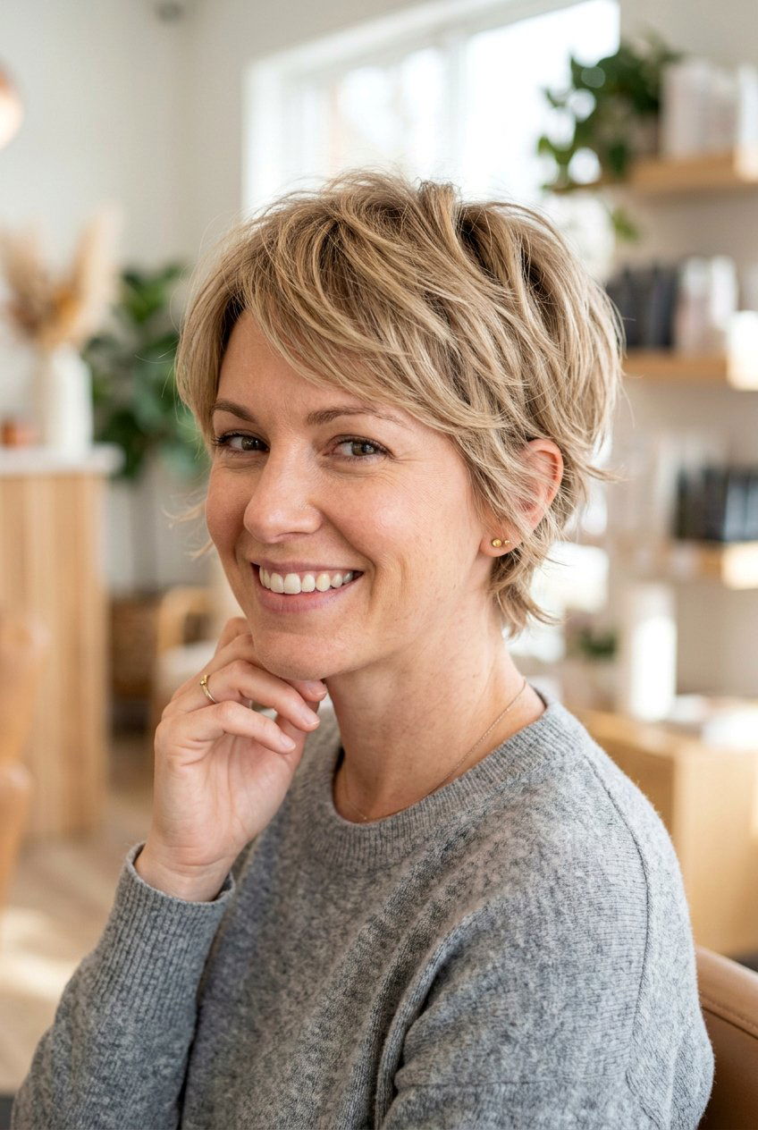 Soft Layered Pixie - 20 easy short hairstyles for busy women - 20 easy short hairstyles for busy women