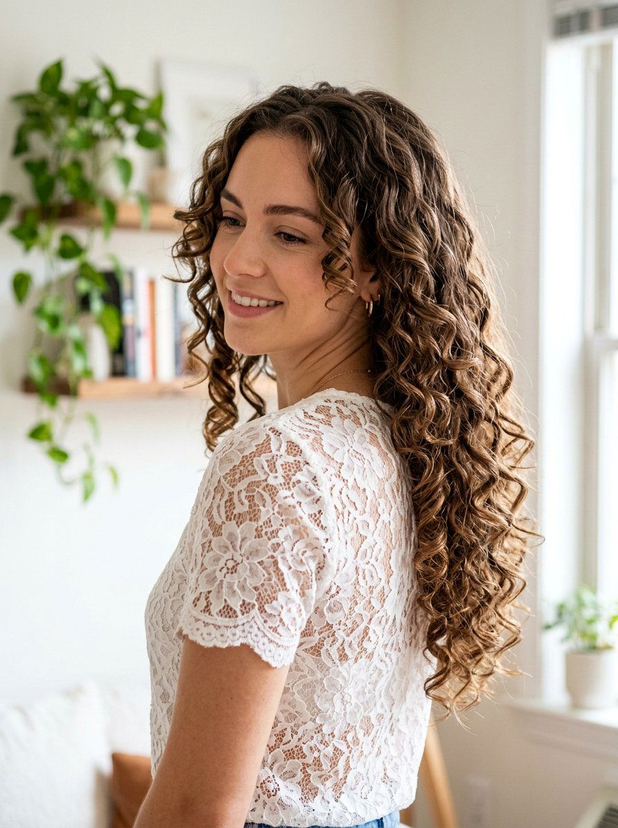 Soft Layers on Waist Length Curly Hair - 20 waist length layered haircut - 20 waist length layered haircut