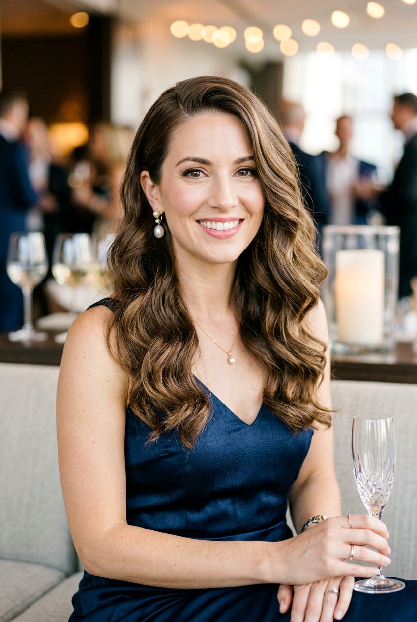 Soft Loose Waves With a Side Part - 20 engagement party hairstyles - 20 engagement party hairstyles