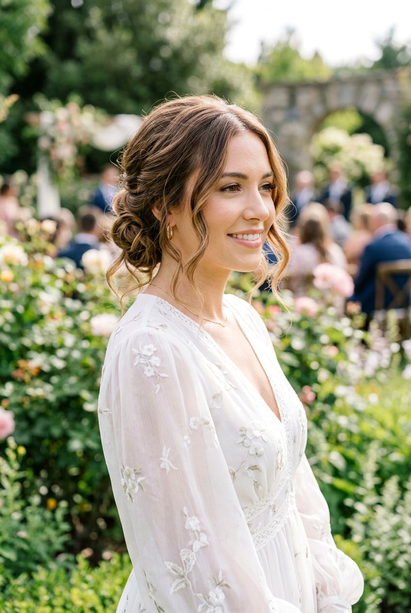 Soft Low Chignon With Face Framing Pieces - 20 low bun wedding guest hairstyle - 20 low bun wedding guest hairstyle