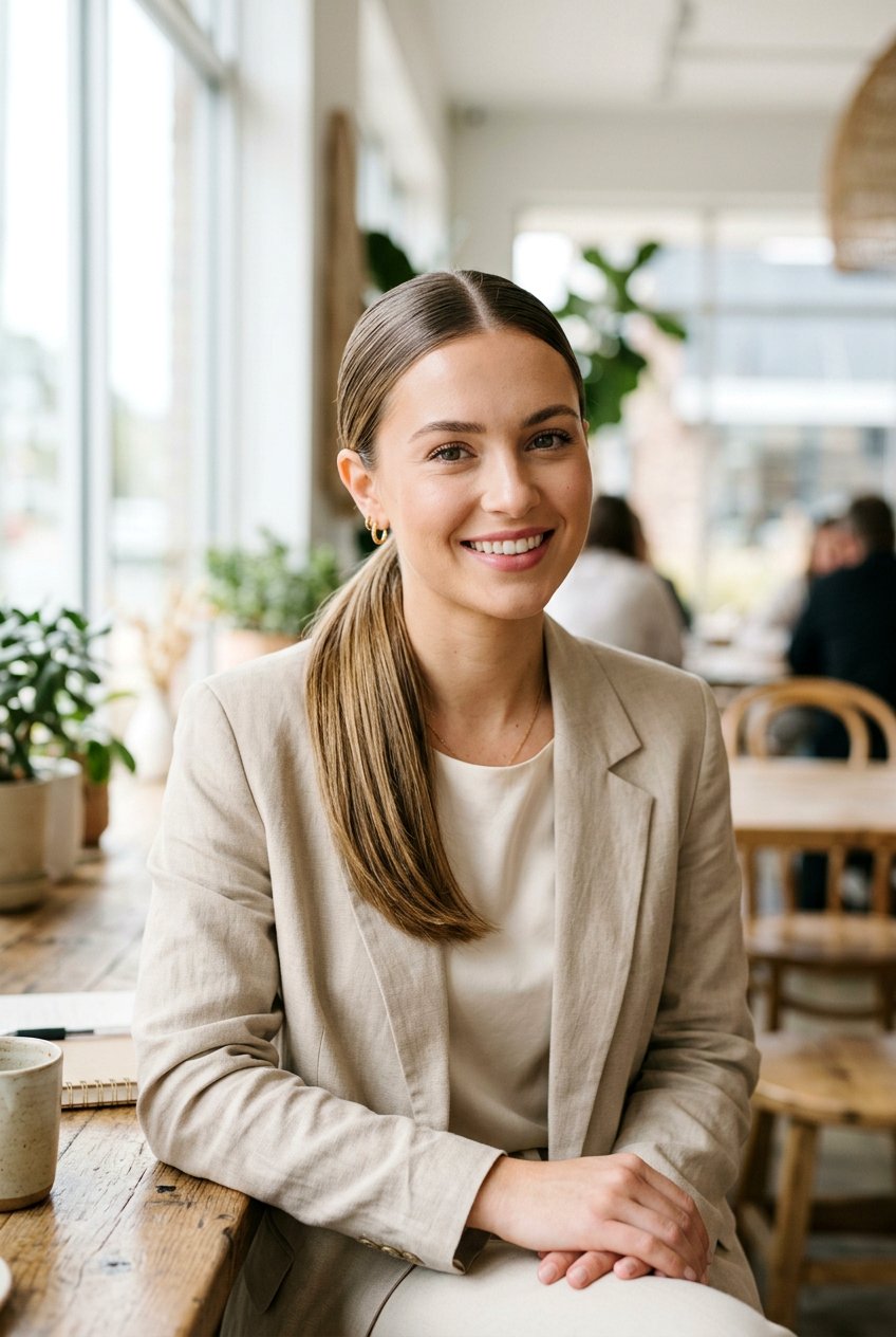 Soft Low Ponytail With Middle Part - 20 soft low ponytail hairstyle - 20 soft low ponytail hairstyle