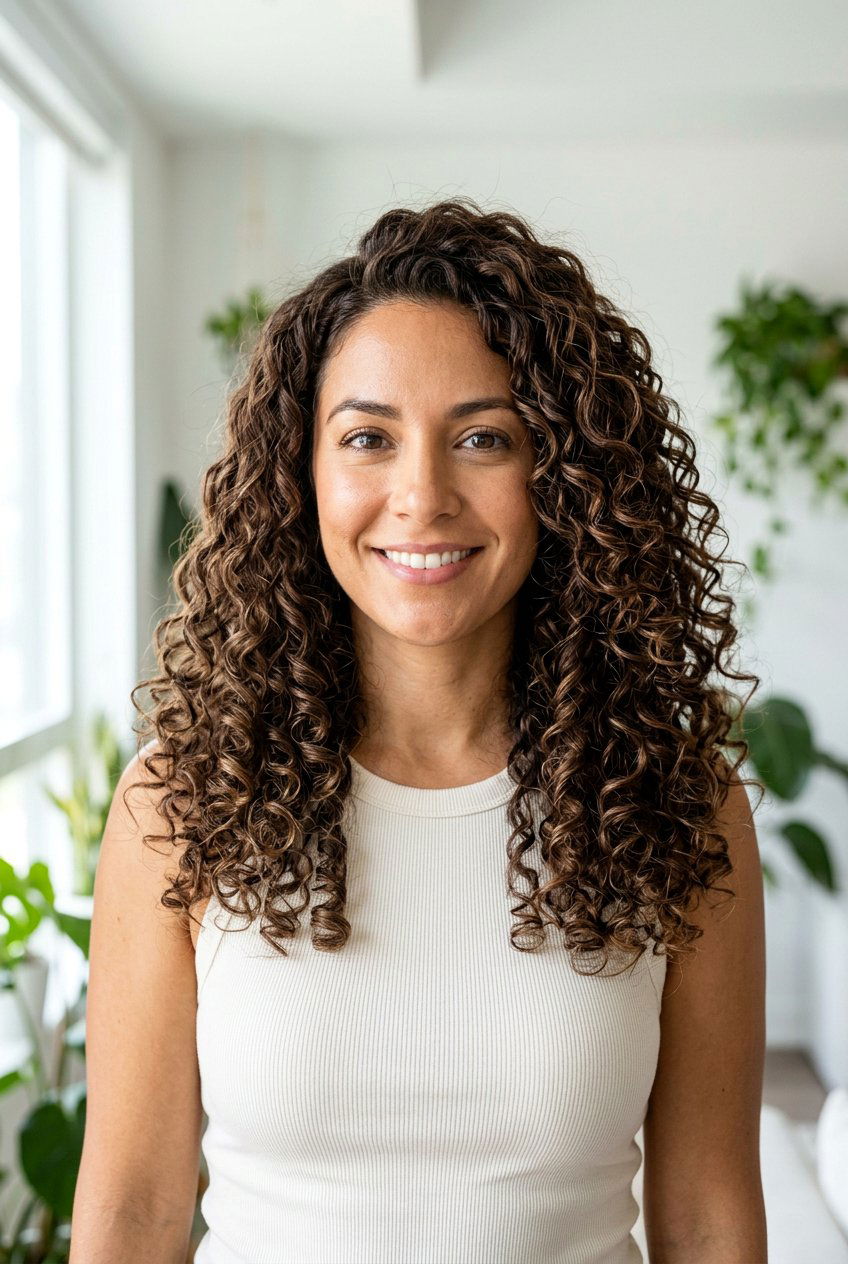 Soft Mocha Brunette On Curly Hair - 20 soft mocha brunette - 20 soft mocha brunette