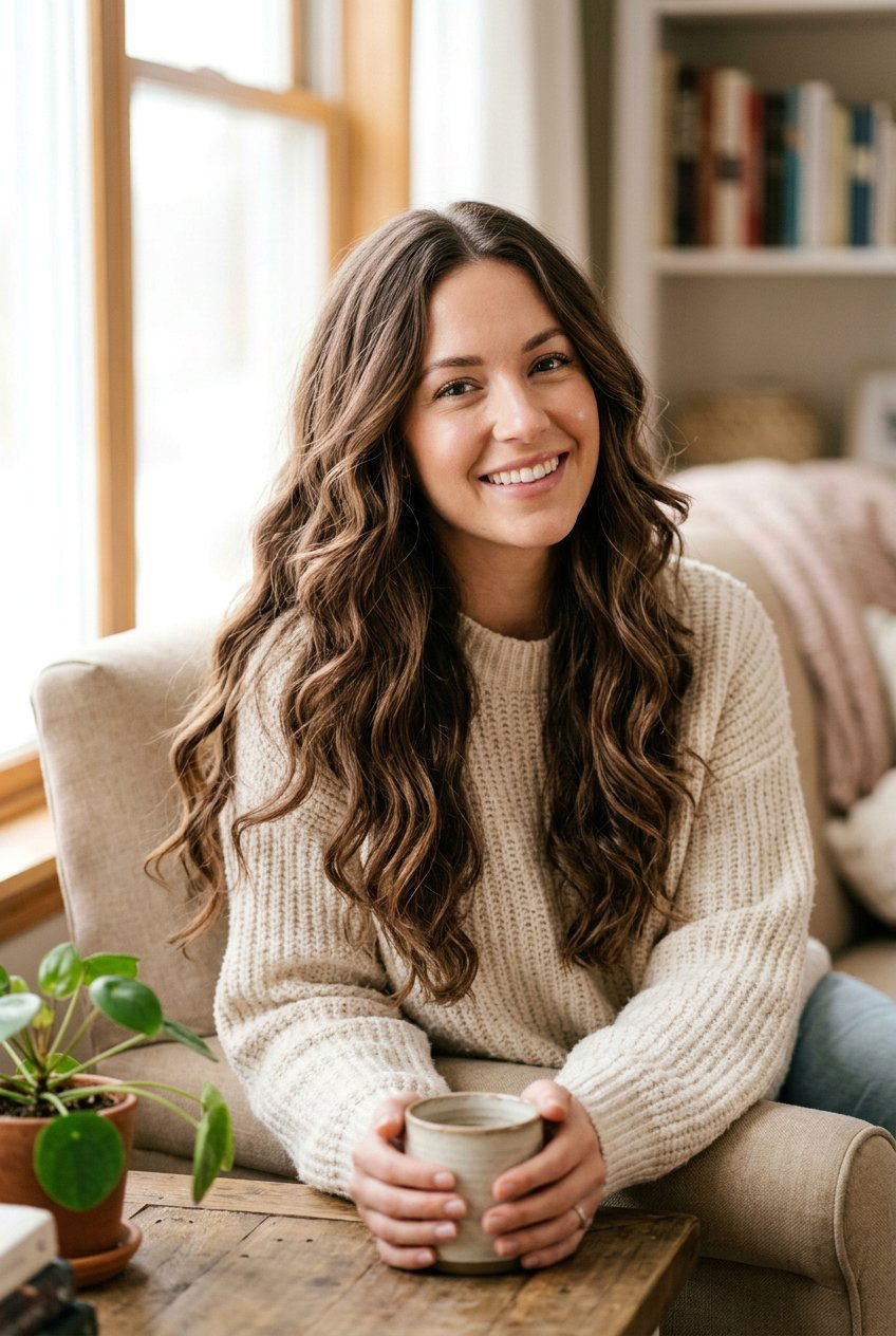 Soft Mocha Brunette On Long Wavy Hair - 20 soft mocha brunette - 20 soft mocha brunette