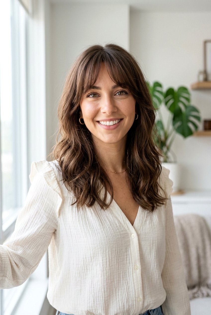 Soft Mocha Brunette With Curtain Bangs - 20 soft mocha brunette - 20 soft mocha brunette