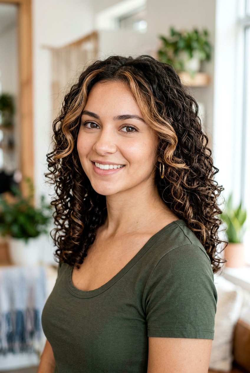 Soft Money Piece On Curly Hair - 20 subtle money piece ideas - 20 subtle money piece ideas