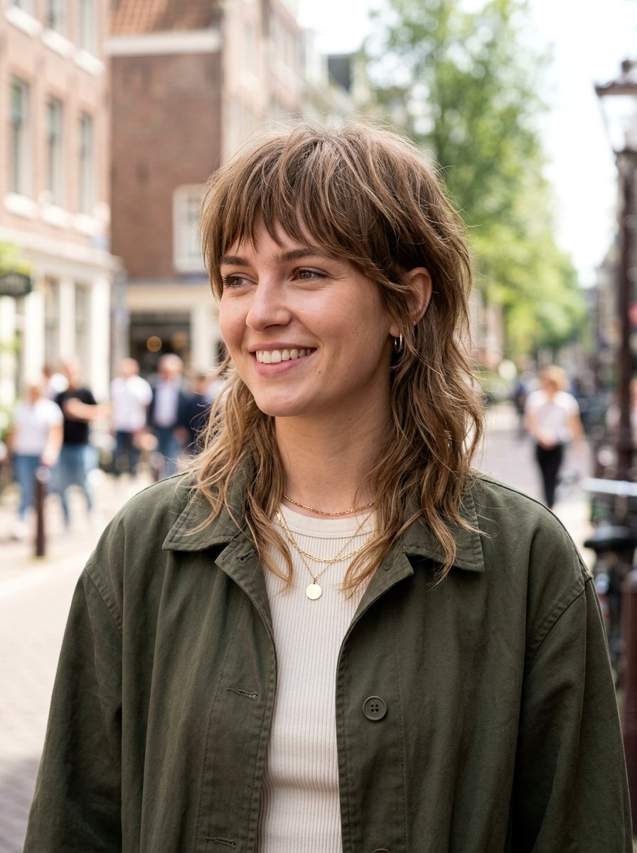 Soft Mullet with Textured Fringe - 20 soft mullet with bangs - 20 soft mullet with bangs