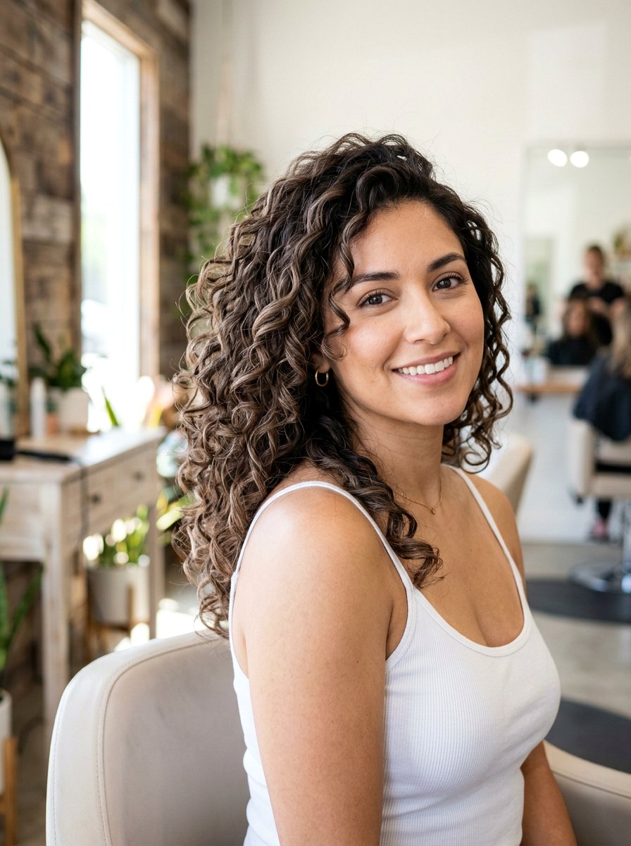 Soft Mushroom Brown Balayage On Curly Hair - 20 soft mushroom brown balayage - 20 soft mushroom brown balayage