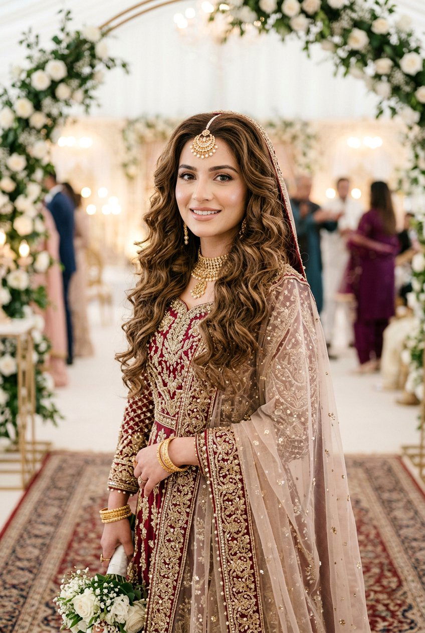 Soft Open Curls Walima Hairstyle - 20 walima hairstyles - 20 walima hairstyles