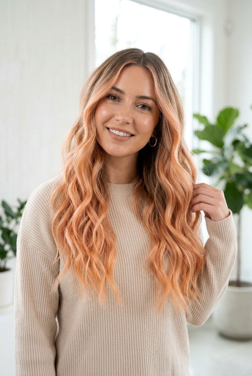 Soft Peach Blonde Ombre Balayage - 20 peach blonde balayage - 20 peach blonde balayage