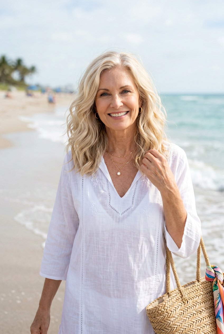 Soft Pearl Blonde Beach Waves - 20 pearl blonde for women over 60 - 20 pearl blonde for women over 60