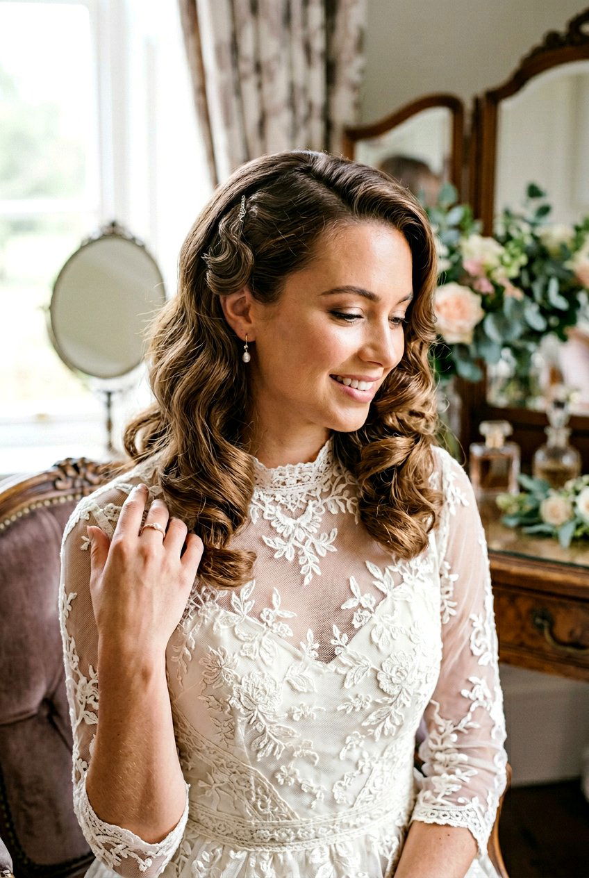 Soft Pin Curls - 20 bridal hairstyle with crystal comb - 20 bridal hairstyle with crystal comb