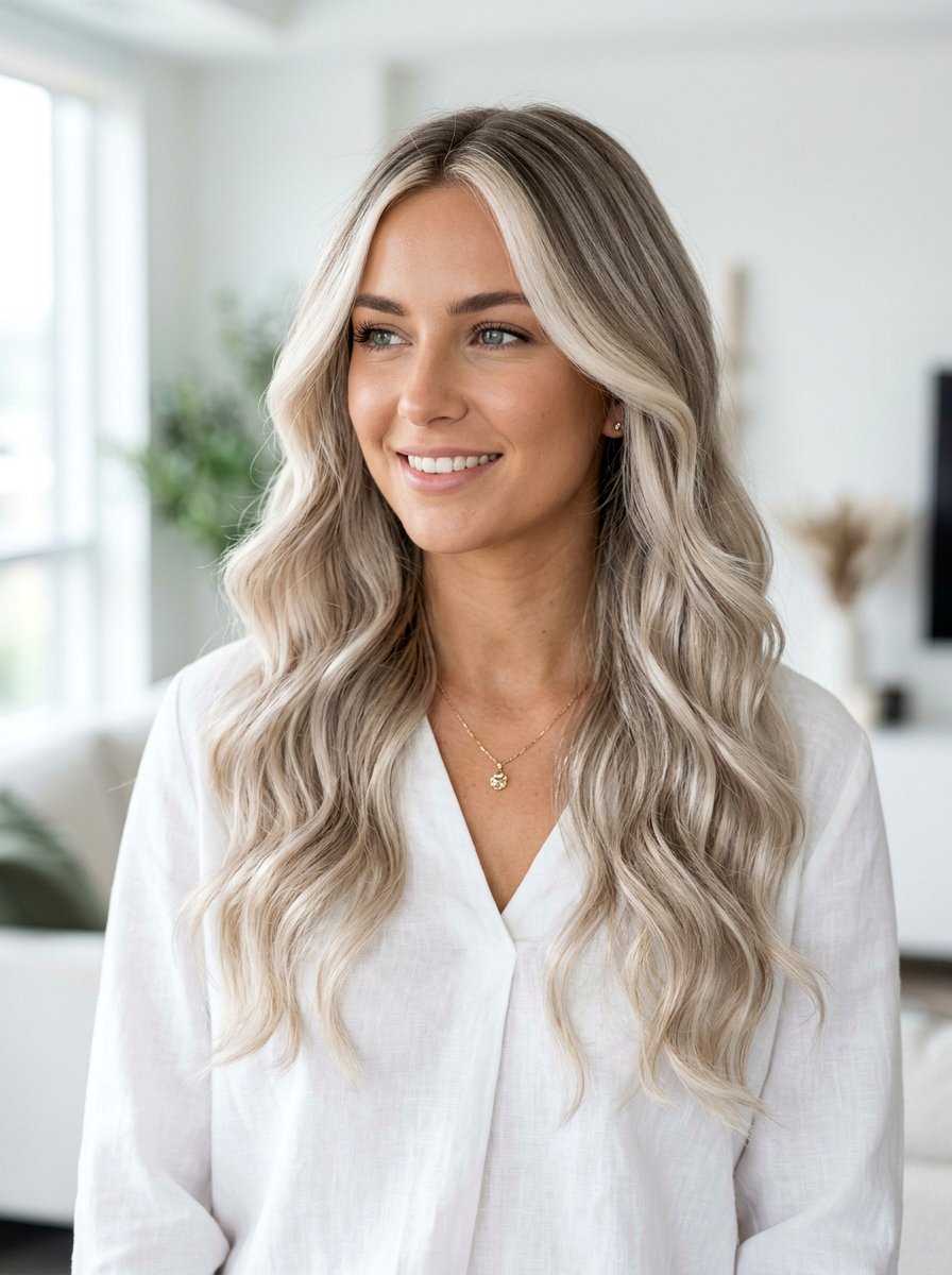 Soft Platinum Balayage With Money Piece - 20 soft platinum balayage - 20 soft platinum balayage