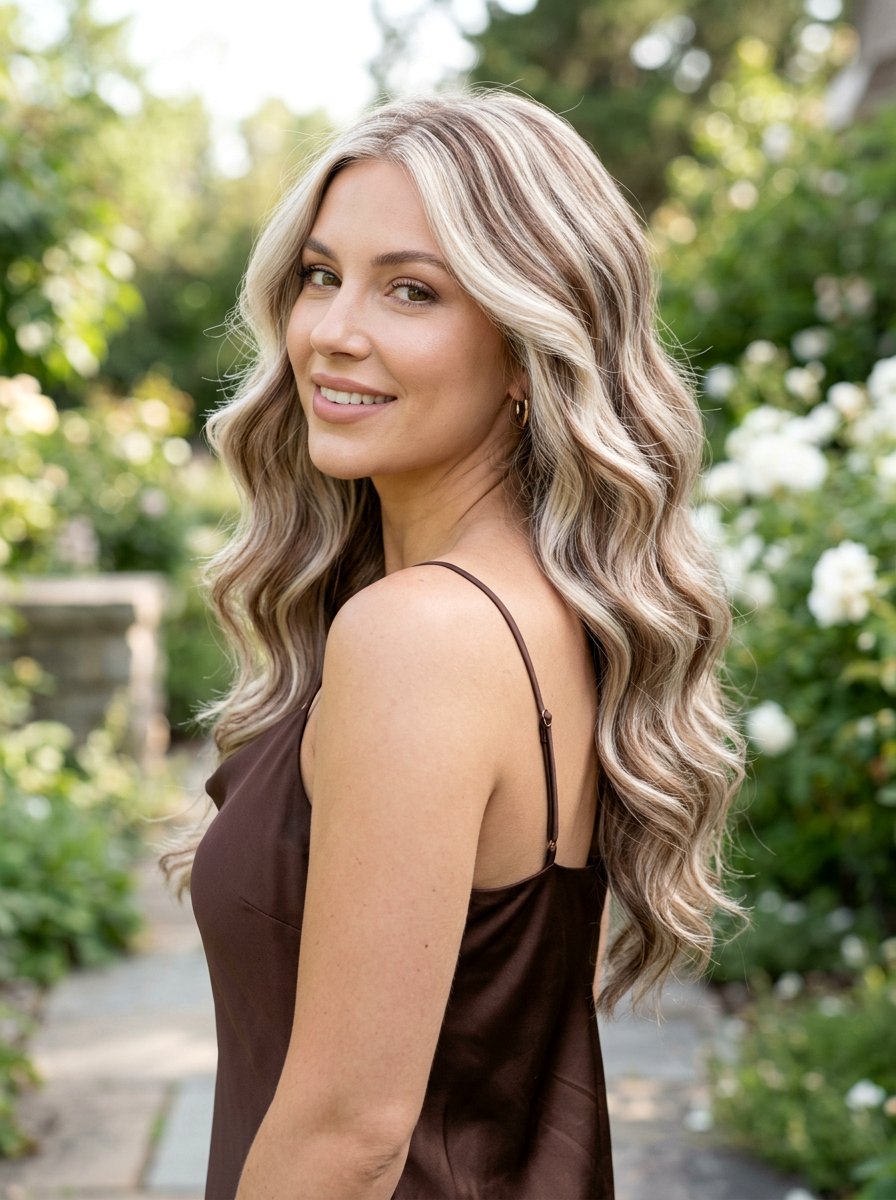 Soft Platinum Hair with Milk Chocolate Lowlights - 20 soft platinum with lowlights - 20 soft platinum with lowlights