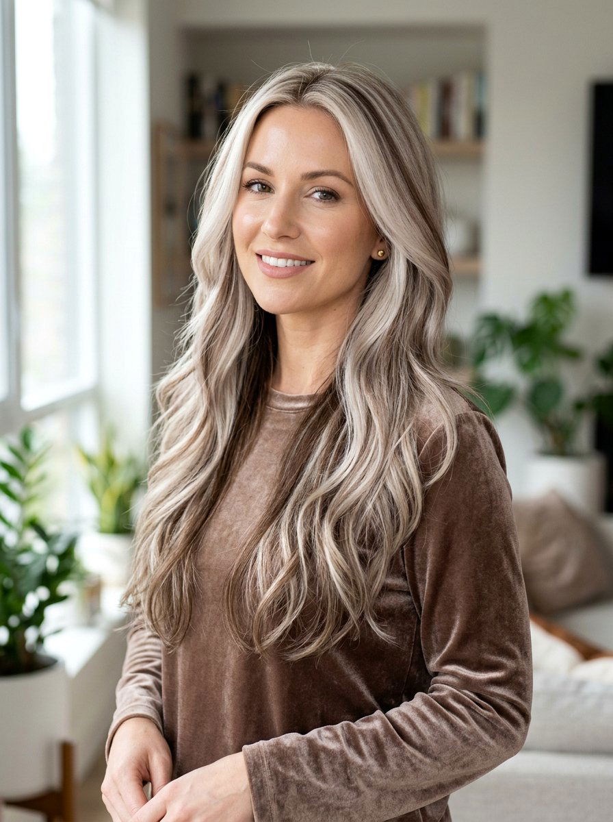 Soft Platinum Hair with Mocha Brown Lowlights - 20 soft platinum with lowlights - 20 soft platinum with lowlights