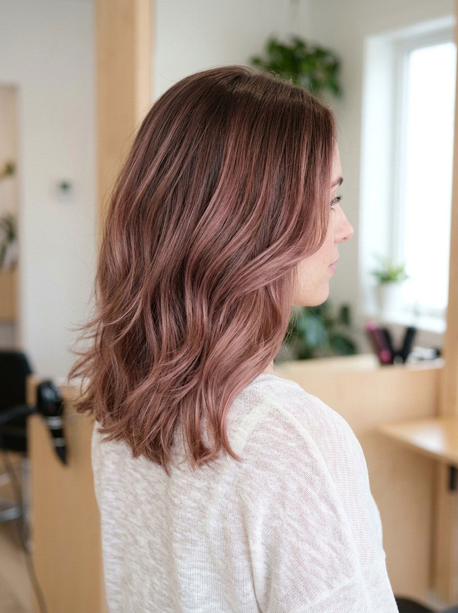 Soft Rose Brown Balayage On Fine Hair - 20 soft rose brown balayage - 20 soft rose brown balayage